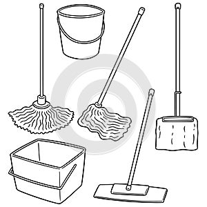Vector set of cleaning mop
