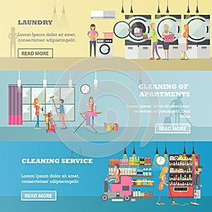 Vector set of cleaning service concept banners