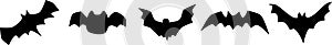 Vector set of cliparts of bats in different poses for Halloween