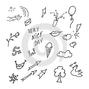 Vector set of cliparts on the topic of good mood.