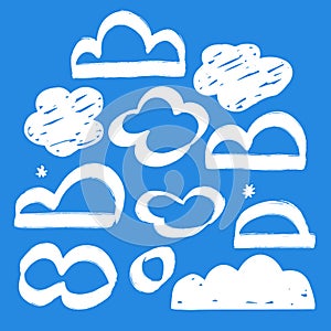 Vector set of clouds. Hand-drawn cloud collection