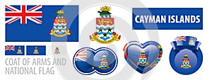 Vector set of the coat of arms and national flag of Cayman Islands