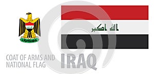 Vector set of the coat of arms and national flag of Iraq