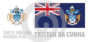 Vector set of the coat of arms and national flag of Tristan da Cunha