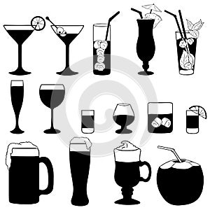 Vector Set of Cocktails and Alcohol Drinks