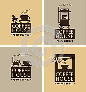 Vector set of coffee banners for coffeehouse