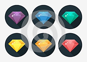 Vector set of colored diamonds