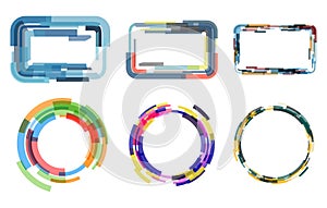 Vector set of colored frames from different components.