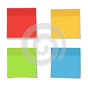 Vector set of colored realistic paper memo sheets