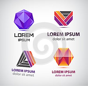 Vector set of colorful abstract logos. Design elements, identity for company, web icons.