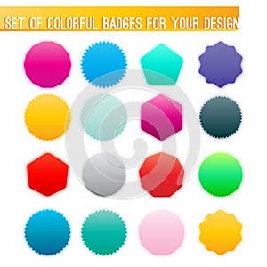 Vector set of 16 colorful badges