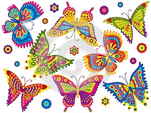 Vector Set of Colorful Butterflies