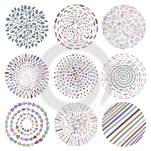 Vector set of colorful deco mandalas.