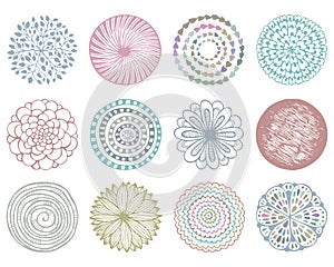 Vector set of colorful deco mandalas.