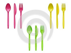 Vector set of colorful disposable tableware