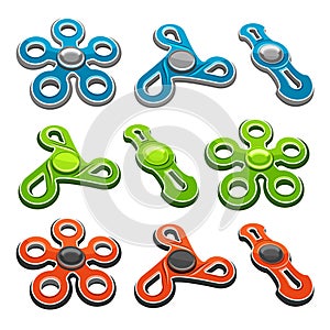 Vector set of colorful Fidget Spinners
