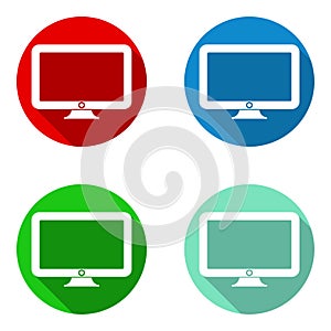 Vector set colorful flat icons monitor