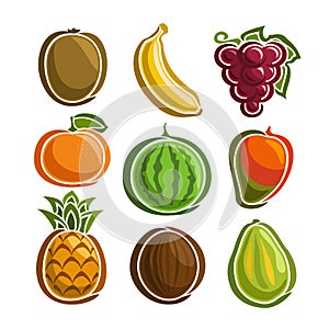Vector Set colorful Fruits icons