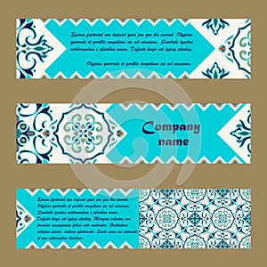 Vector set of colorful horisontal banners for business and invitation.