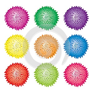 Vector set of colorful pom poms. fur fluffy balls