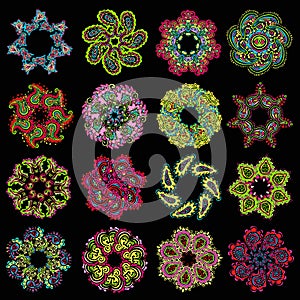 Vector set of colorful round pattern