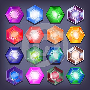 Vector set of colorful shiny jewels.