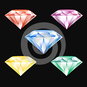 Vector set of colorful shiny jewels.