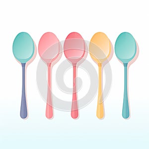 Flat Design Colored Spoons On White Background photo