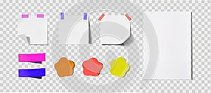 Vector Set of Colorful and White Paper Pieces, Stickers, Memo Notes Isolated on Light.