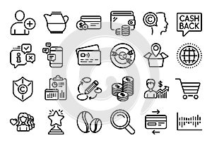 Vector set of Communication, Search and Business growth line icons set. Vector