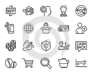 Vector set of Communication, Search and Business growth line icons set. Vector