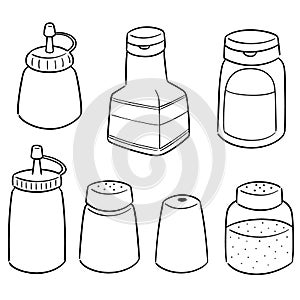 Vector set of condiment bottles