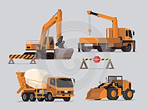 Vector set of construction vehicles