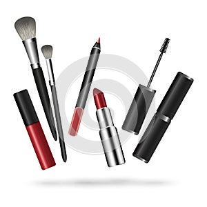 Vector set of cosmetics icons, makeup. Illustration on the theme of makeup and beauty