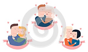 Vector set of couples, heterosexual and homosexual