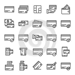 Vector set of credit card line icons design