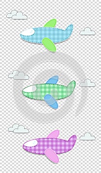 Vector set of cute baby clip art airplanes for scrapbook or baby shower