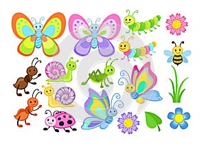 Vector Set of Cute Cartoon Bugs