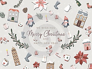 Vector set of cute Christmas elements