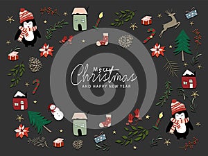 Vector set of cute Christmas elements