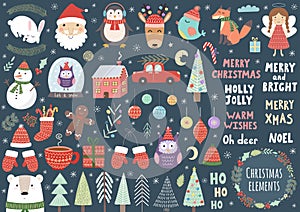 Vector set of cute Christmas elements