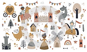 vector set of cute fairy tale images