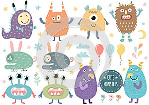 Vector set of cute monsters