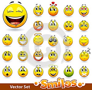 Vector set of cute smile-balls