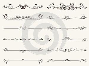 Vector set of decorative elements, border and page rules frame