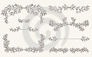 Vector set of decorative elements, border and page rules frame