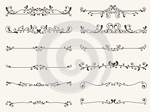 Vector set of decorative elements, border and page rules frame