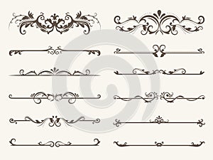 Vector set of decorative elements, frame and line vintage style