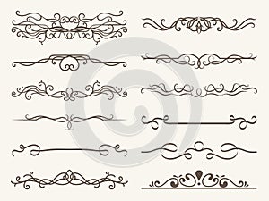 Vector set of decorative elements, frame and line vintage style