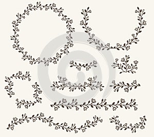 Vector set of decorative elements,  frame and line vintage style